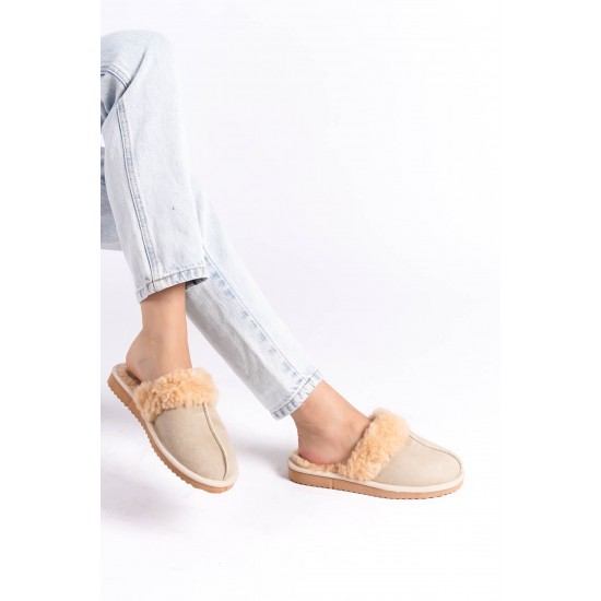 Дамски зимни чехли, TRENDELLA, бежов