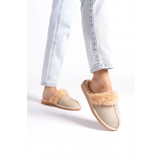 Дамски зимни чехли, TRENDELLA, бежов