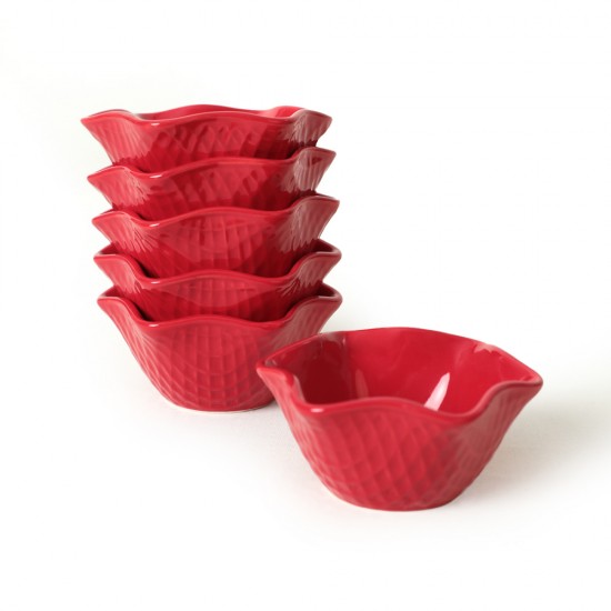 Комплект 6 купа за закуска/сос, Keramika, керамични, червен, 11 cm