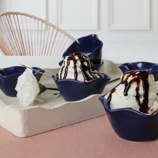 Комплект 6 купа за закуска/сос, Keramika, керамични, Матово, кобалт, 11 cm