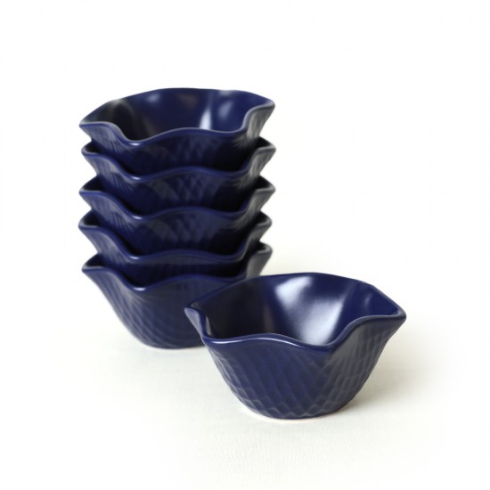 Комплект 6 купа за закуска/сос, Keramika, керамични, Матово, кобалт, 11 cm