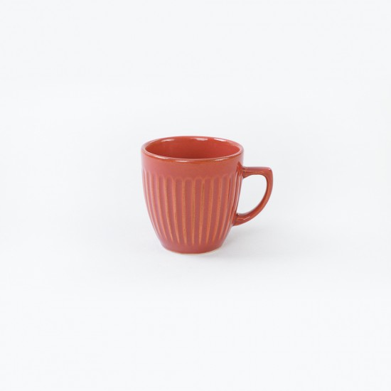 Комплект 6 чаши за кафе с чинийки, Keramika, керамични, Корал, 95 ml, 12 cm