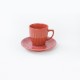 Комплект 6 чаши за кафе с чинийки, Keramika, керамични, Корал, 95 ml, 12 cm