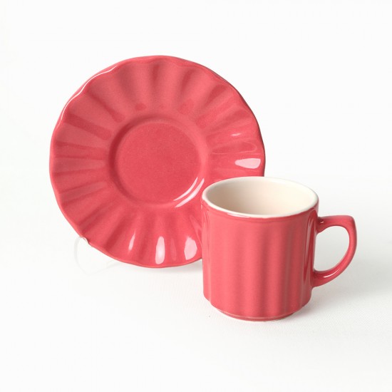 Комплект 6 чаши за кафе с чинийки, Keramika, керамични, multicolour, 105 ml, 12 cm