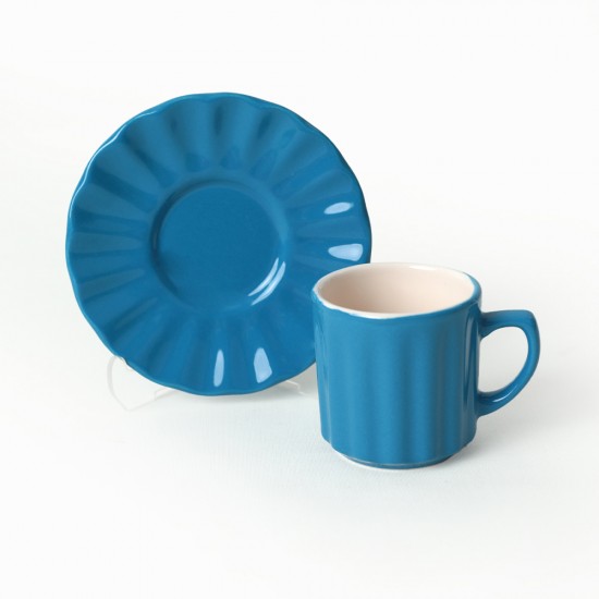 Комплект 6 чаши за кафе с чинийки, Keramika, керамични, multicolour, 105 ml, 12 cm