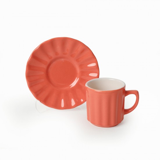 Комплект 6 чаши за кафе с чинийки, Keramika, керамични, multicolour, 105 ml, 12 cm