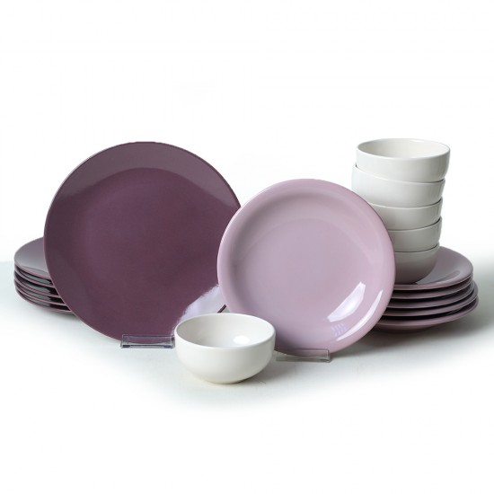 Пълен сервиз за маса, Keramika, 18 части, Керамика, Purple Mix
