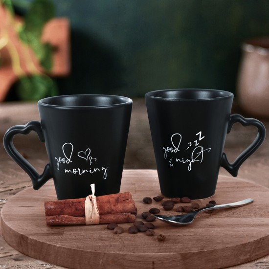 Комплект чаша за кафе с надпис, Goodmorning/ Goodnight ( 275 мл ) 