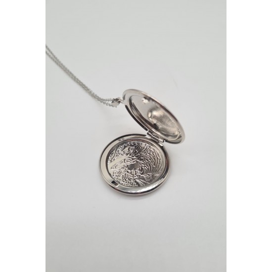 GOLDY- Колие с висулка голямо сърце, отварящо за снимка