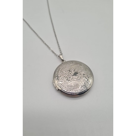 GOLDY- Колие с висулка голямо сърце, отварящо за снимка