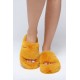 Дамски домашни чехли с пух- Жълт
