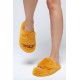 Дамски домашни чехли с пух- Жълт