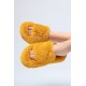 Дамски домашни чехли с пух- Жълт
