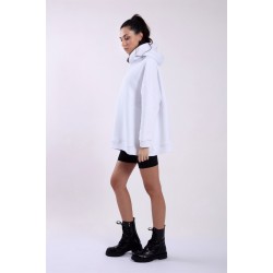 Дамски бял суичър с качулка