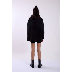 Дамски черен суичър с качулка