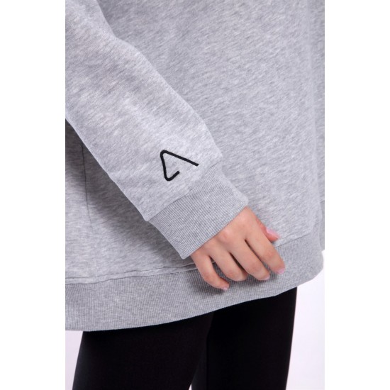 Дамски сив суичър с качулка