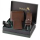 Мъжки подаръчен комплект, портфейл, коланкартхолдър, ZIPPO - Кафяво