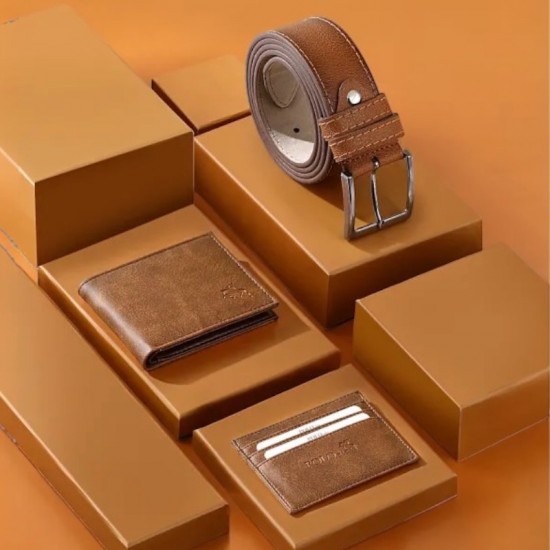 Мъжки комплект, POLO Air, Портфейл, Картодържател, Колан, Camel