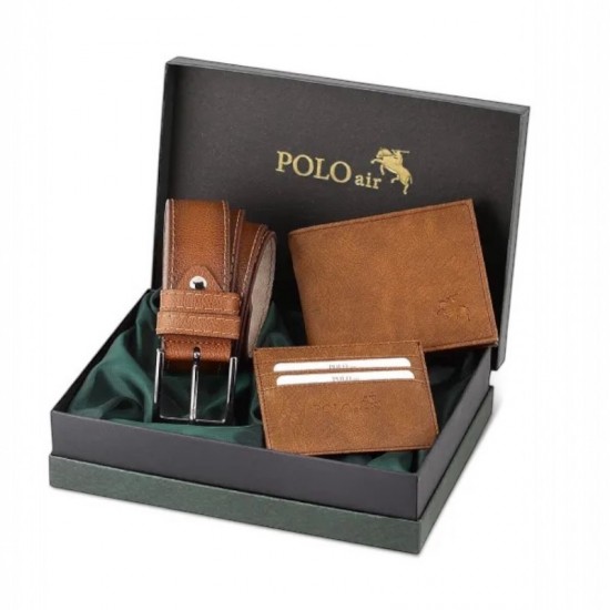 Мъжки комплект, POLO Air, Портфейл, Картодържател, Колан, Camel