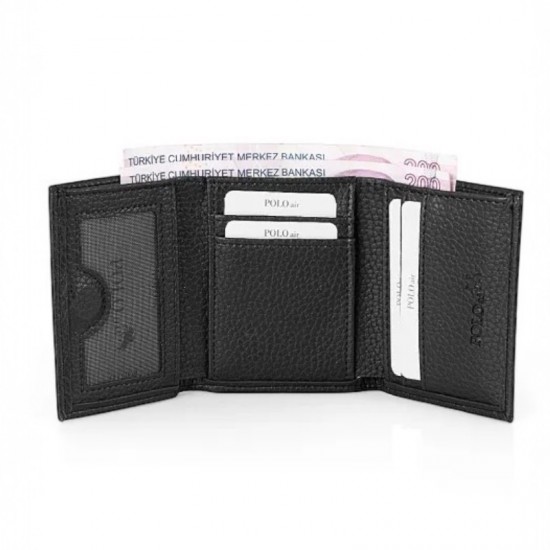 Мъжки комплект, портфейл и плетен колан, Polo Air, черен