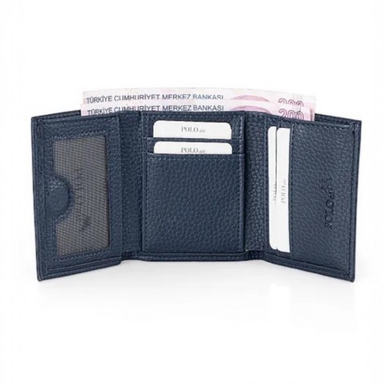 Мъжки комплект, портфейл и плетен колан, Polo Air, тъмносин