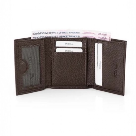 Мъжки комплект, портфейл и плетен колан, Polo Air, кафяво