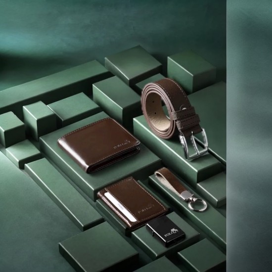 Мъжки подаръчен комплект, запалка Zippo, колан, Сив часовник, портфейл, Polo Air, кафяво