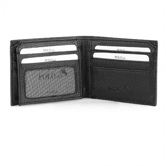 Мъжки комплект, POLO Air, Портфейл, Колан, Черен Часовник, 55 мл Парфюм, Черен