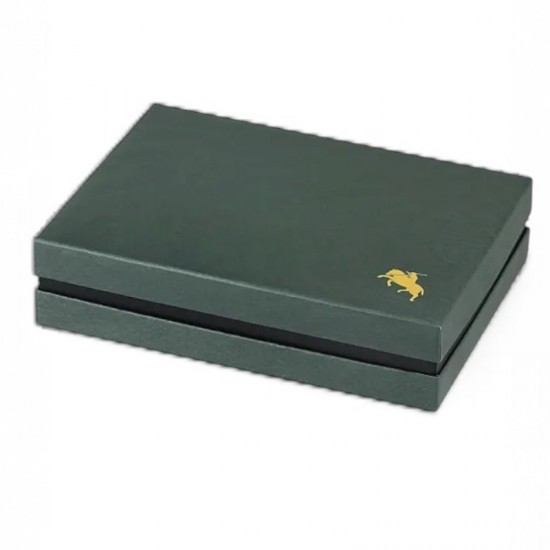 Мъжки подаръчен комплект, колан, сив часовник, 55 мл парфюм, портфейл, Polo Air, черен