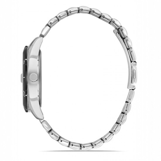 Мъжки подаръчен комплект, колан, сив часовник, 55 мл парфюм, портфейл, черен, Polo Air