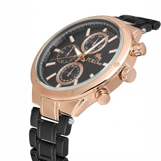 Мъжки комплект, 55 мл Парфюм и часовник, Polo Air, Злато/Черно