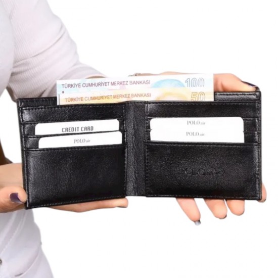 Мъжки комплект, POLO Air, портфейл и часовници, черен