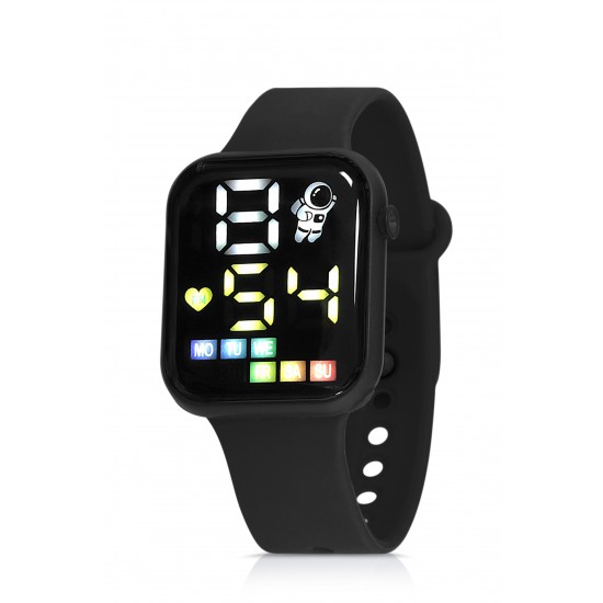 SmartWatch POLO Air, силиконова каишка, интелигентен глас, 24/7 проследяване на активността, фитнес режим, Черен