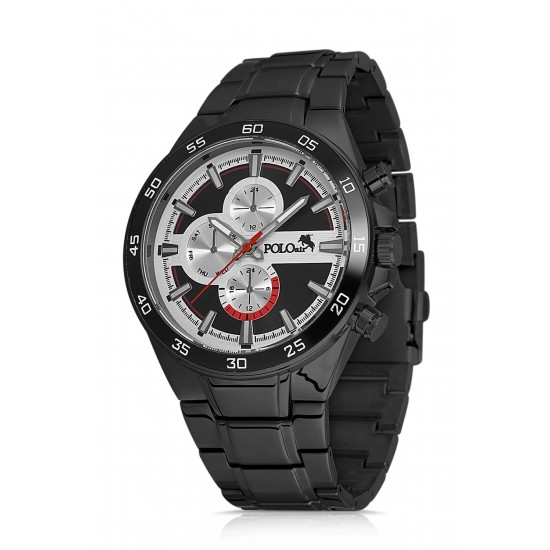 Мъжки подаръчен комплект, запалка Zippo, колан, часовник, портфейл, Polo Air, черен