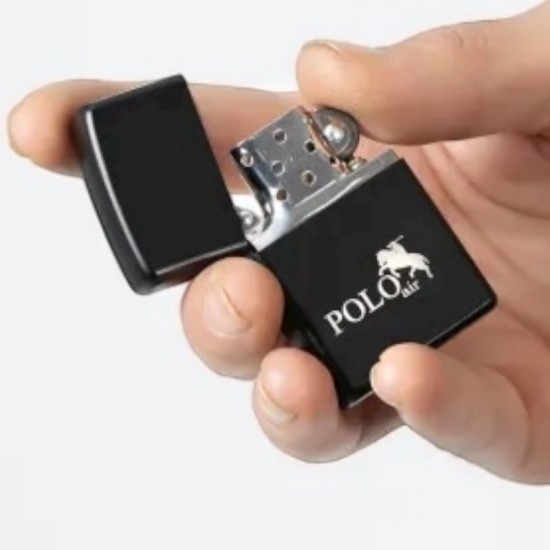 Мъжки подаръчен комплект, запалка Zippo, колан, часовник, портфейл, Polo Air, черен 