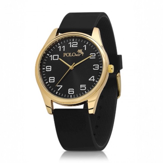 Мъжки подаръчен комплект, запалка, колан, часовник, портфейл, Polo Air, черен 