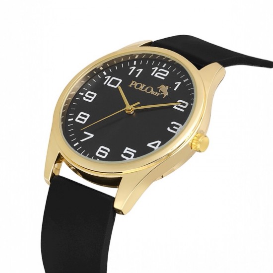 Мъжки подаръчен комплект, запалка, колан, часовник, портфейл, Polo Air, черен 