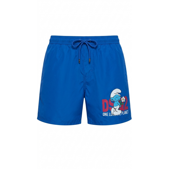 Мъжки бански шорти DSQUARED2 x Smurfs, Сини с Штрумф
