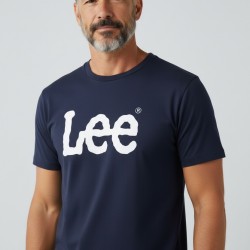 Мъжка тениска Lee, Кръгло деколте, Тъмносиня с голямо лого