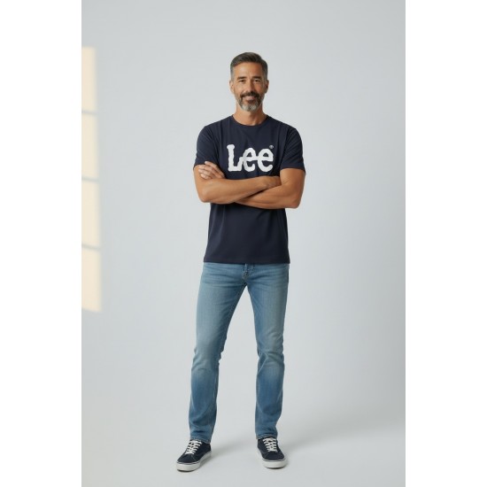 Мъжка тениска Lee, Кръгло деколте, Тъмносиня с голямо лого