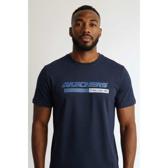 Мъжка тениска Skechers, Кръгло деколте, Тъмносиня с графично лого