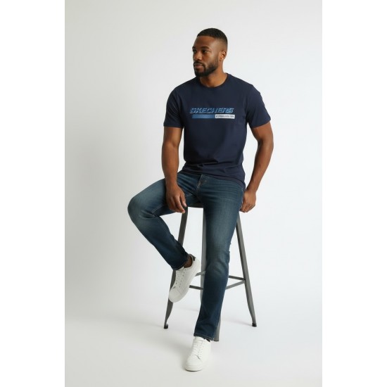 Мъжка тениска Skechers, Кръгло деколте, Тъмносиня с графично лого