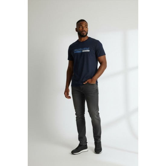 Мъжка тениска Skechers, Кръгло деколте, Тъмносиня с графично лого