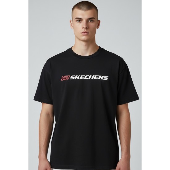 Мъжка тениска Skechers, Кръгло деколте, Черна с лого