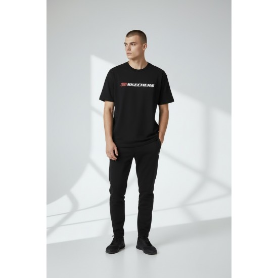 Мъжка тениска Skechers, Кръгло деколте, Черна с лого