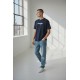 Мъжка тениска Wrangler, Кръгло деколте, Тъмносиня с бяло лого