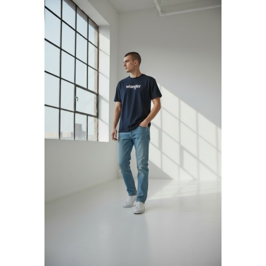 Мъжка тениска Wrangler, Кръгло деколте, Тъмносиня с бяло лого