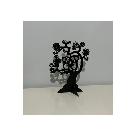 Органайзер за бижута, Черен, Форма Бухал