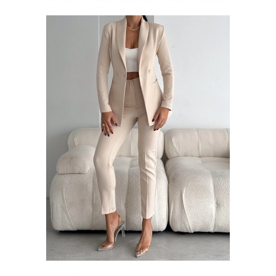 Дамски костюм с панталон и сако, Vitalite, Бежов