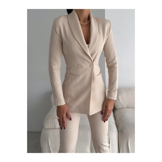 Дамски костюм с панталон и сако, Vitalite, Бежов